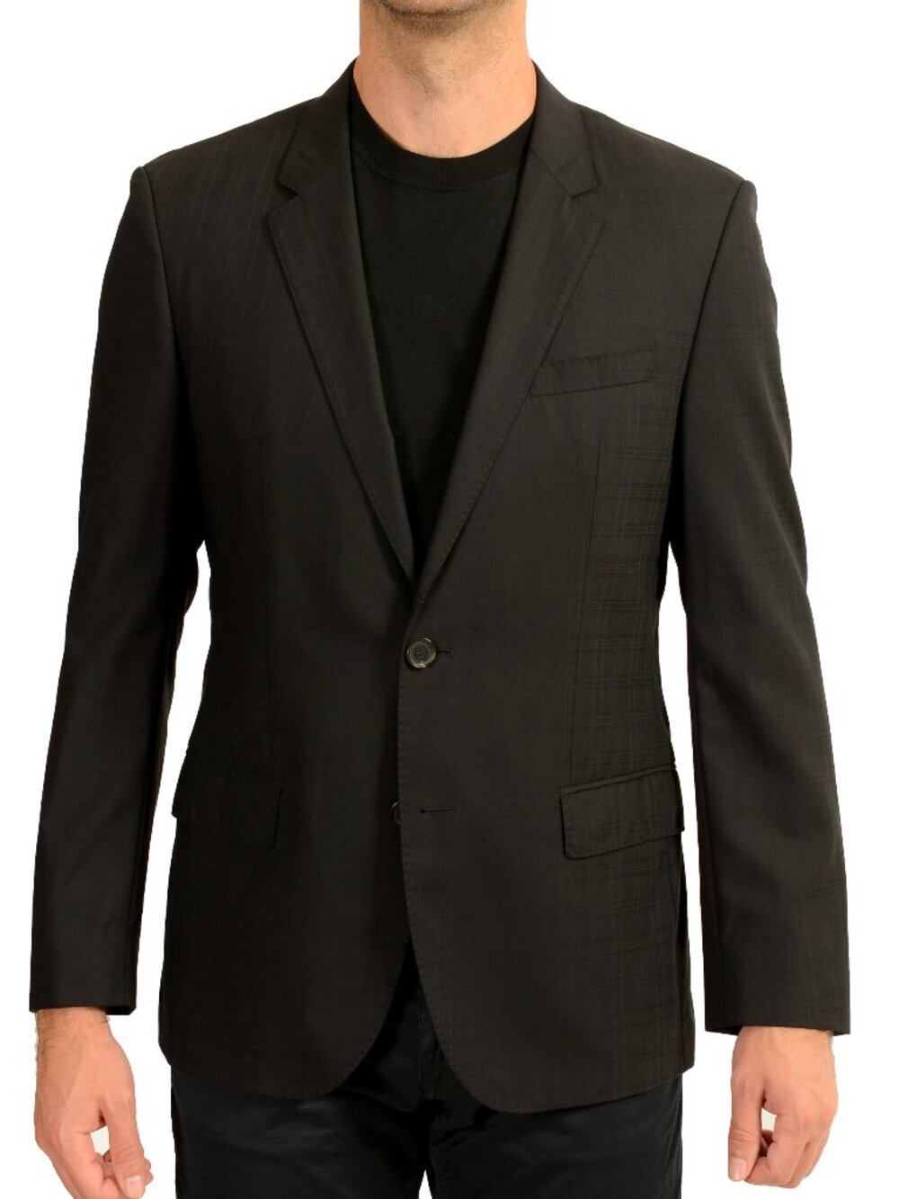Hugo Boss Men's "Huge2/Genuis1" Black 100% Wool Two Button Blazer US 40S IT 50S
